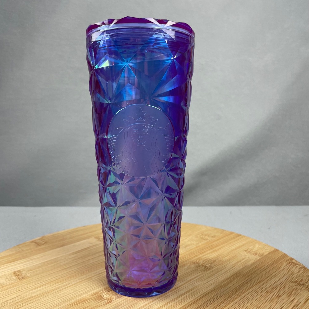 Starbucks Iridescent Gem Tumbler Cold Cup‎ With Lid 24 Oz Purple Blue 2023